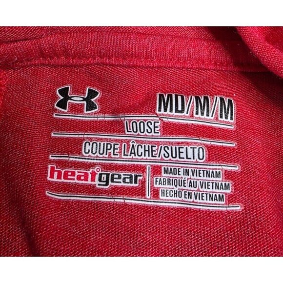 Under Armour Red Long Sleeve HeatGear Hoodie M Loose Fit Lightweight Comfortable - Picture 2 of 8